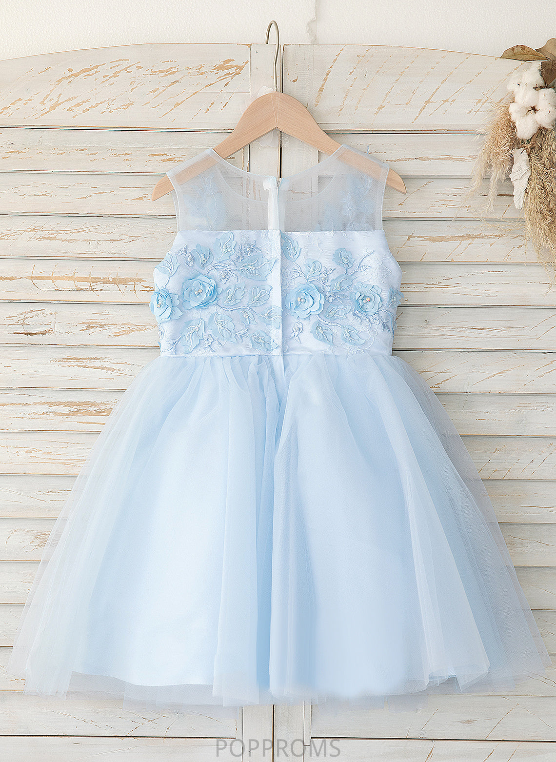 Flower Girl Dresses Scoop Knee-length Tulle/Lace A-Line Destiny Sleeveless Dress Neck Girl Flower -