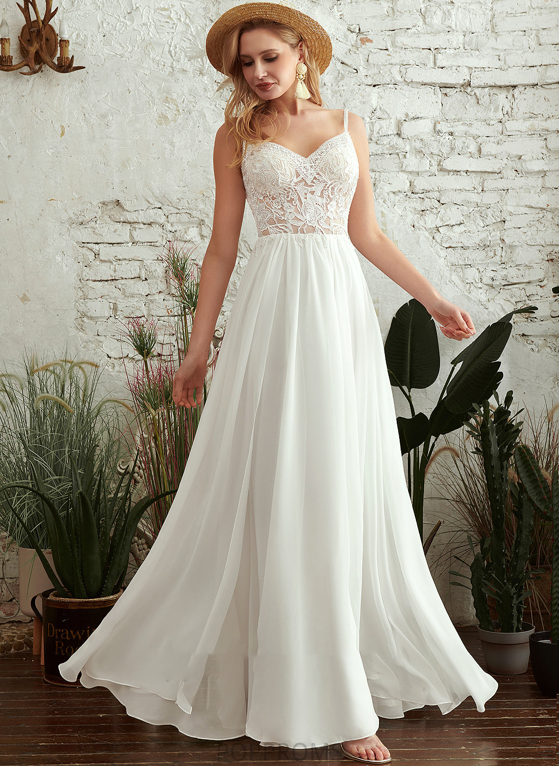 V-neck Wedding Dresses Dress Wedding With Split Kenya Beading A-Line Front Floor-Length