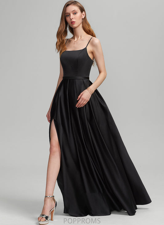 A-Line Floor-Length Embellishment Length SquareNeckline SplitFront Silhouette Pockets Neckline Fabric Lizeth Sleeveless Bridesmaid Dresses