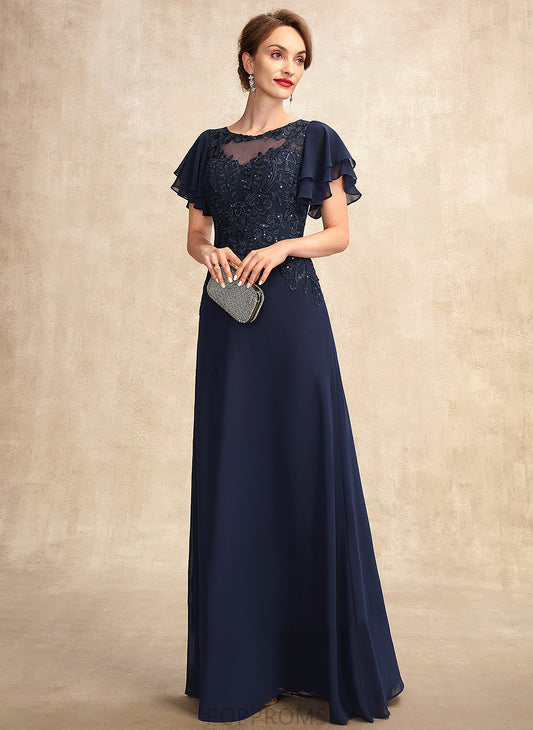 A-Line Neck Sequins the Chiffon Scoop Lace With Floor-Length Mother Dress Katie Mother of the Bride Dresses Bride of