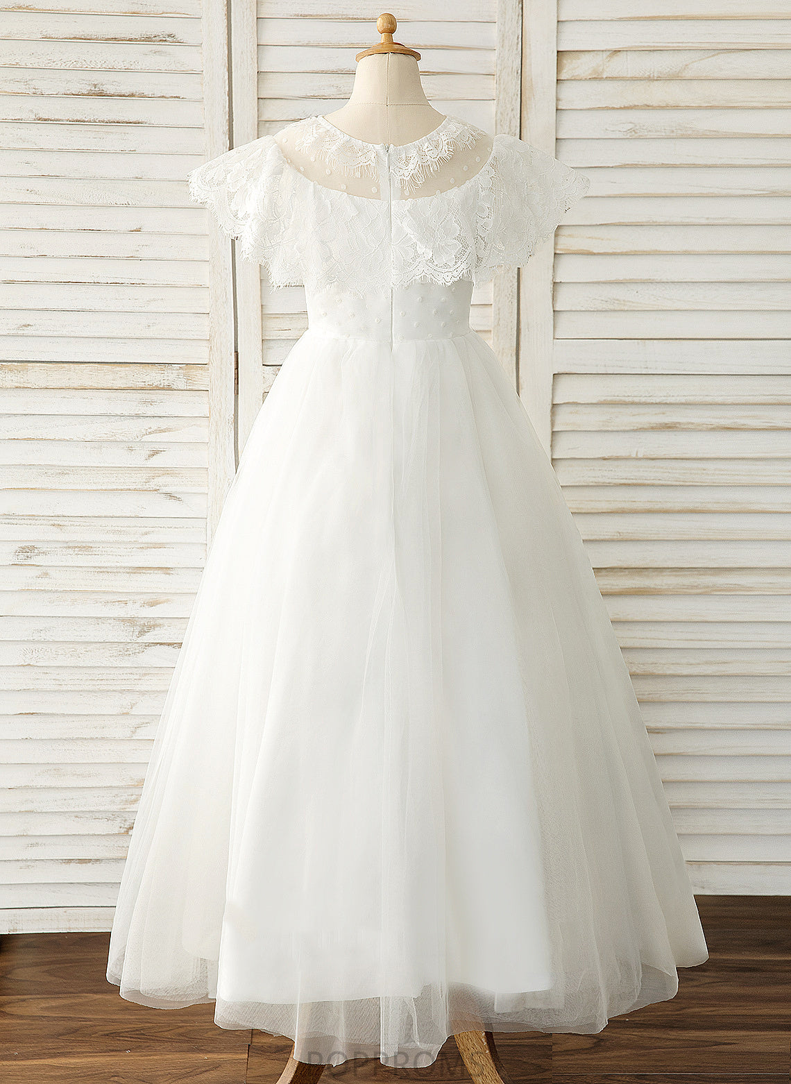 - Valerie Flower Flower Girl Dresses Floor-length A-Line Tulle/Lace Dress Sleeveless Scoop Girl Neck