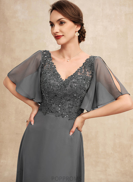 Sequins Lace Dress V-neck Bella of Chiffon the Beading Mother Bride Mother of the Bride Dresses Floor-Length With A-Line