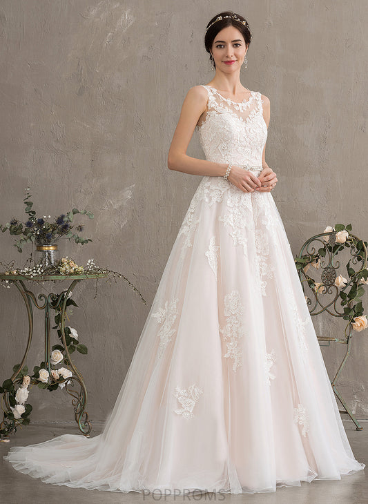 Tulle Neck Wedding Lace Court Sequins Amari Wedding Dresses Beading Ball-Gown/Princess Dress Scoop With Train