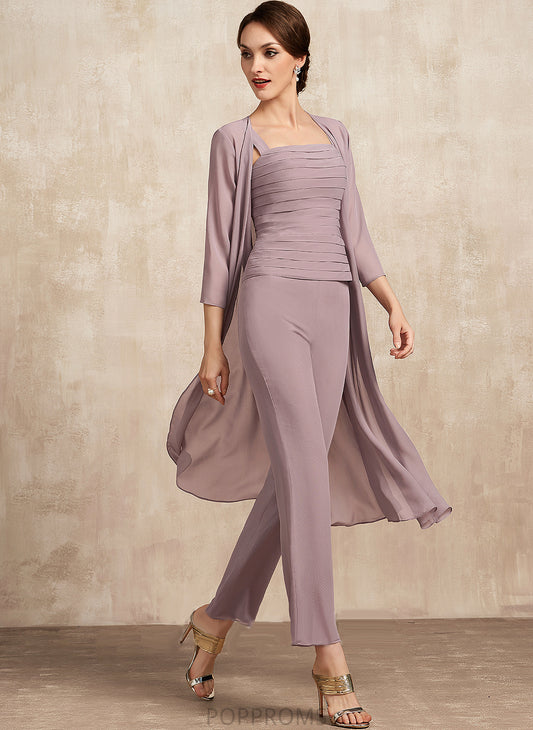 Ankle-Length Mother Kaydence Neckline Square Mother of the Bride Dresses the Jumpsuit/Pantsuit With Chiffon Ruffle Dress of Bride