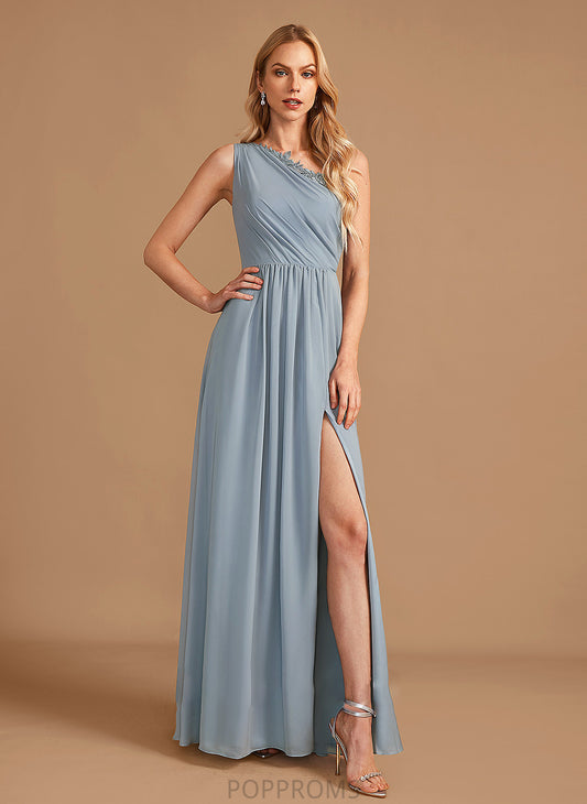 Neckline A-Line Sequins Floor-Length Silhouette Length Fabric Lace Embellishment One-Shoulder Destiny V-Neck Bridesmaid Dresses