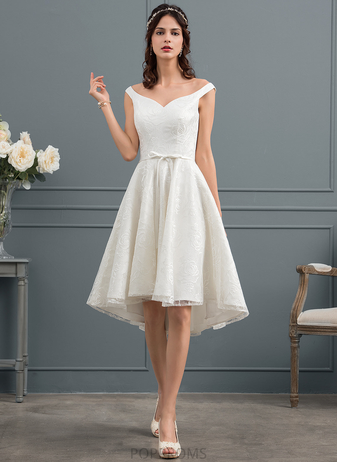 Dress Asymmetrical Lace Wedding Dresses Sherry Bow(s) A-Line With Wedding