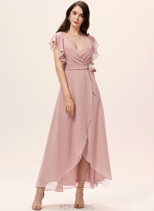 Length A-Line V-neck Embellishment Asymmetrical Silhouette Fabric Neckline Ruffle Michaelia Floor Length Sheath/Column Bridesmaid Dresses