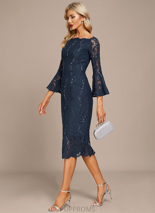 Off-the-Shoulder Cocktail Dresses Sydney Sheath/Column Dress Knee-Length Cocktail Sequins Lace With