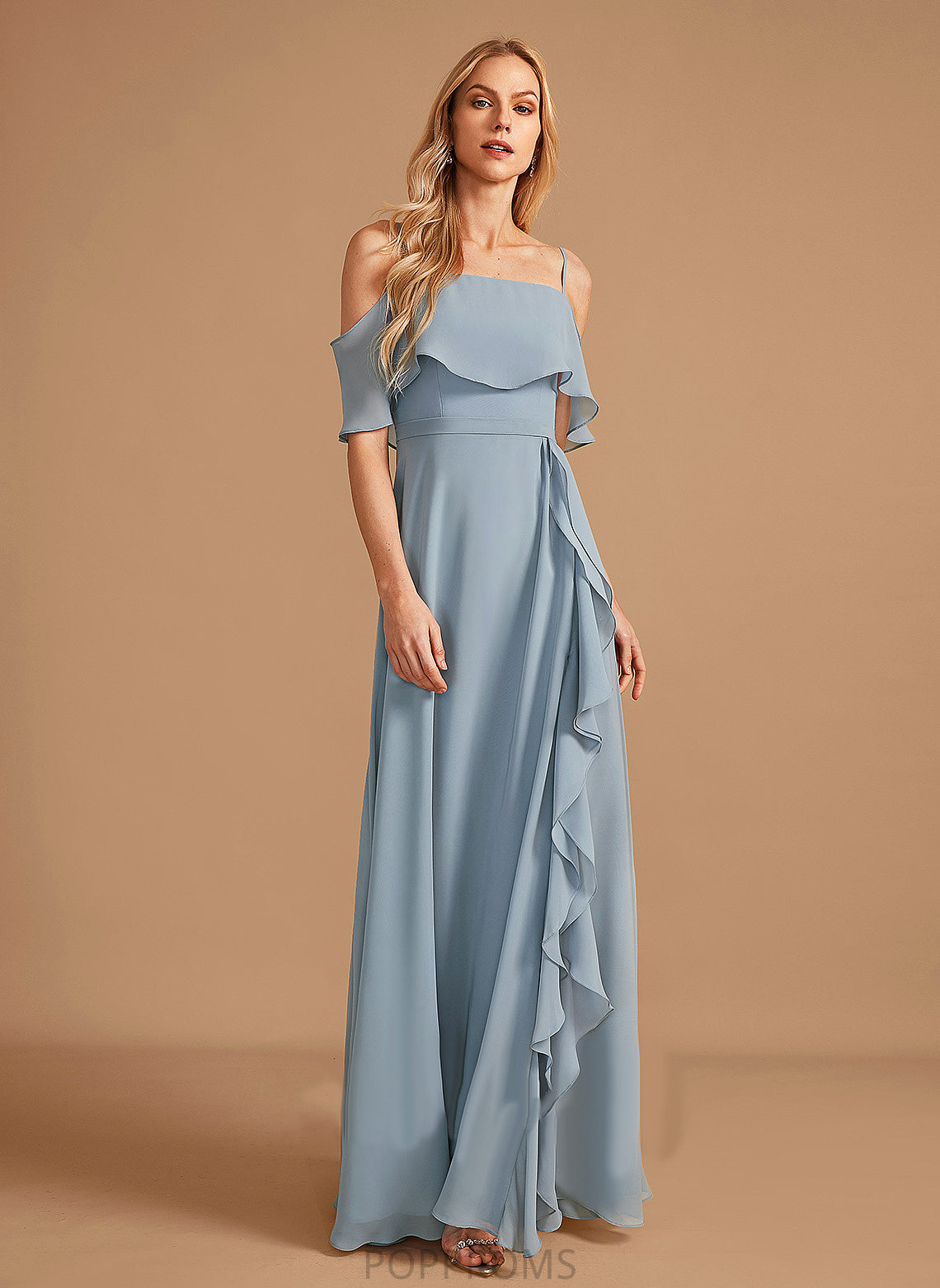 Ruffle Fabric Embellishment Silhouette Neckline Floor-Length Length Off-the-Shoulder A-Line SplitFront Patti Floor Length Bridesmaid Dresses