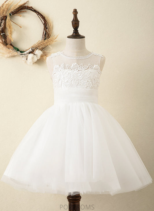 Knee-length Neck Tulle/Lace Lilianna Scoop Flower - Sleeveless Flower Girl Dresses A-Line Dress Girl