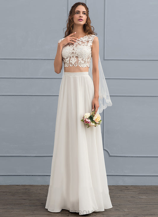 Neck Lace Beading A-Line Valerie Sequins With Floor-Length Wedding Dresses Wedding Scoop Dress Chiffon