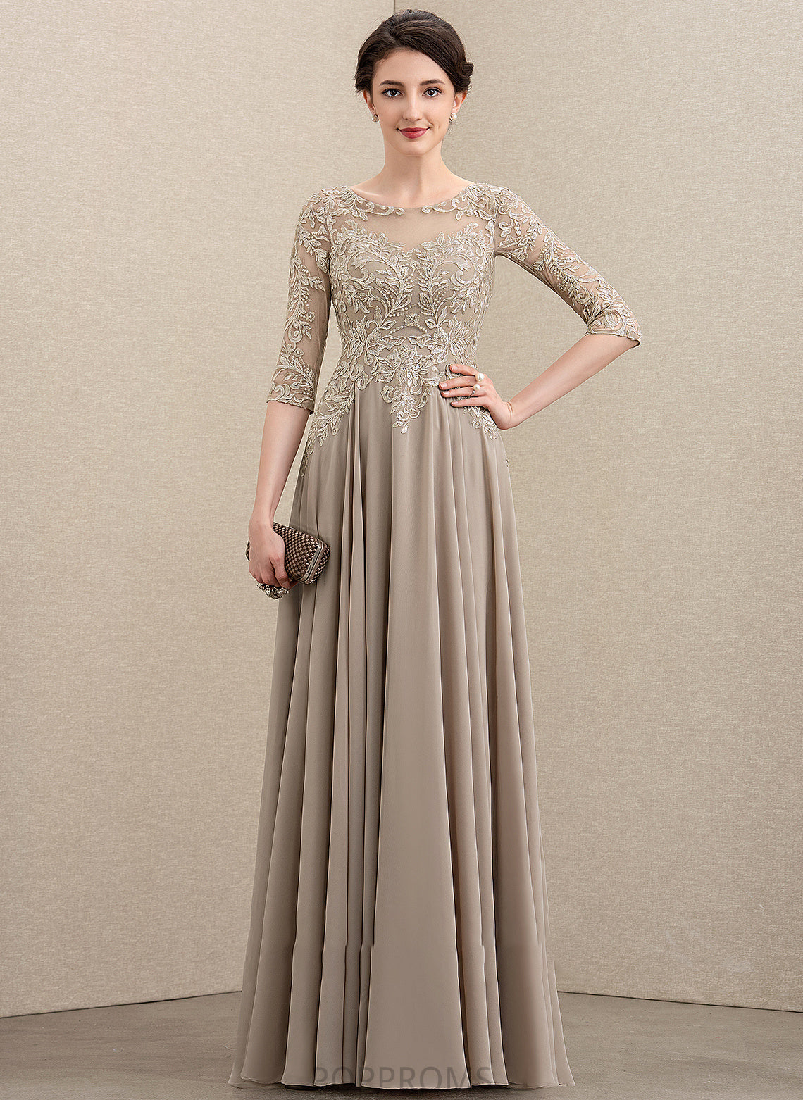 Neck Mckayla A-Line Bride With Floor-Length Mother Sequins Scoop Mother of the Bride Dresses the Lace of Dress Chiffon