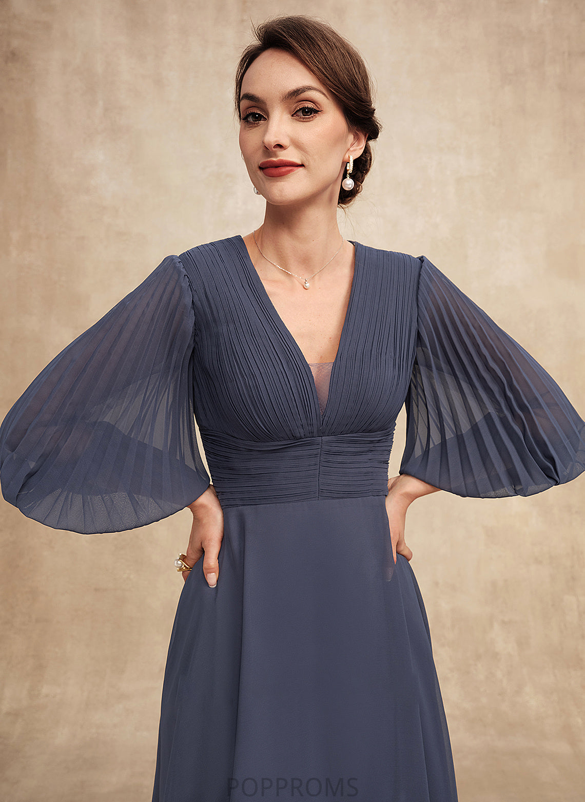 of Dress Mother Mother of the Bride Dresses Rylie V-neck Chiffon Bride A-Line the With Tea-Length Ruffle