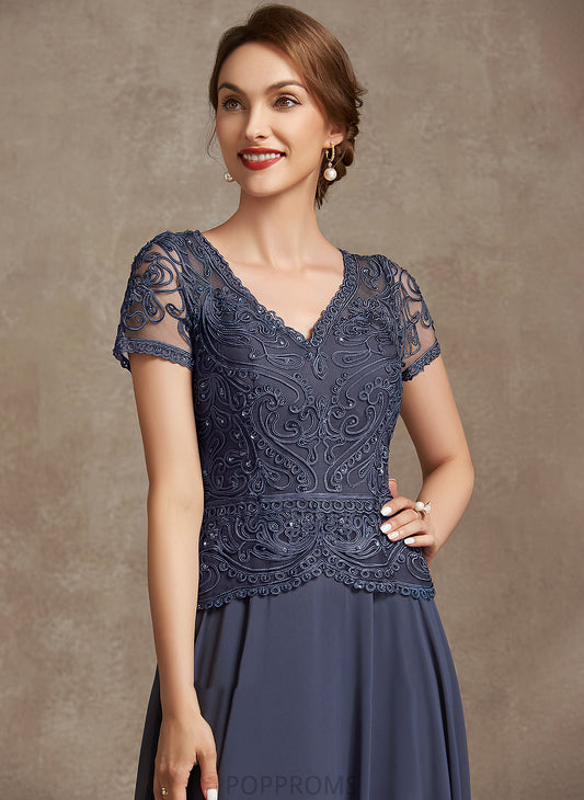 Sequins Chiffon Angela Bride V-neck Mother of Mother of the Bride Dresses With the A-Line Floor-Length Lace Dress