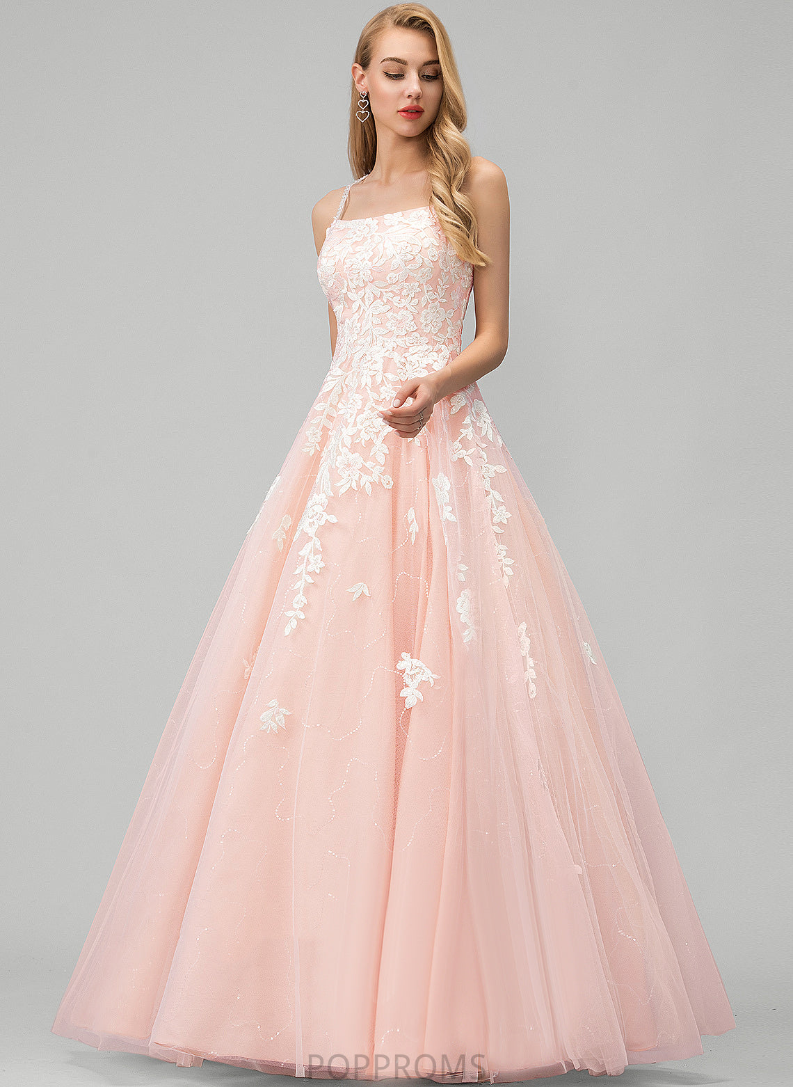 Ball-Gown/Princess Prom Dresses Alexia Square Floor-Length Sequins With Tulle Lace