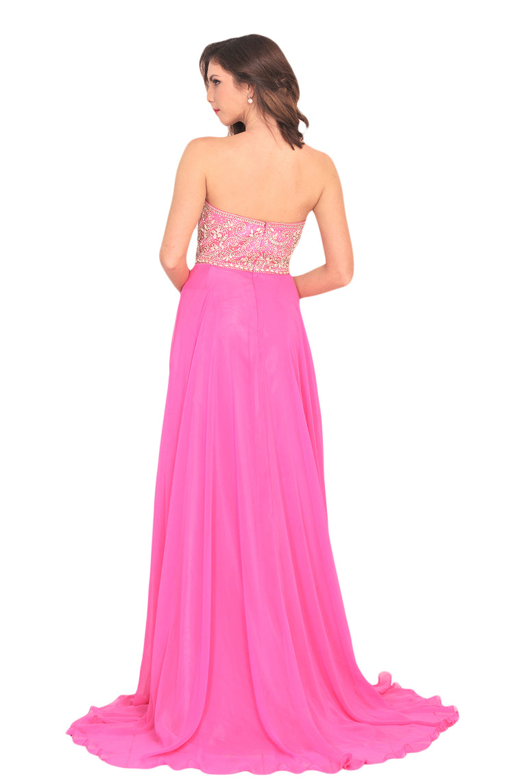 2024 A Line Sweetheart Beaded Bodice Prom Dresses Chiffon Sweep Train