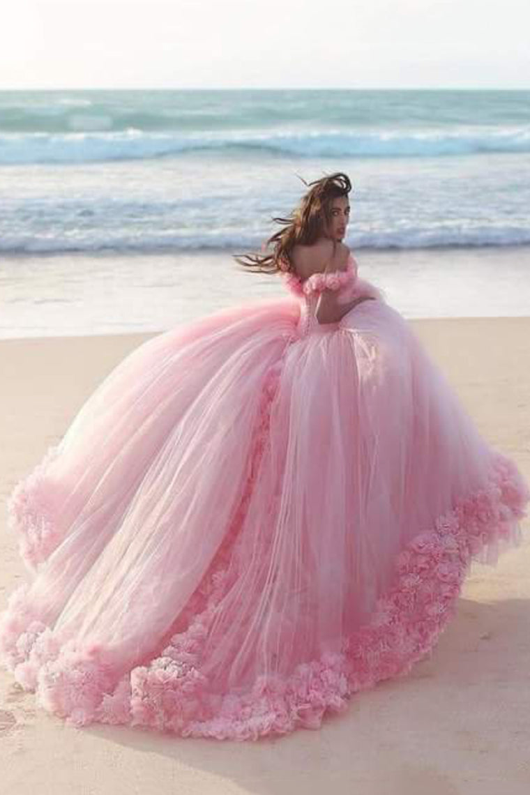 2024 Off The Shoulder Ball Gown Quinceanera Dresses Tulle With Handmade Flower