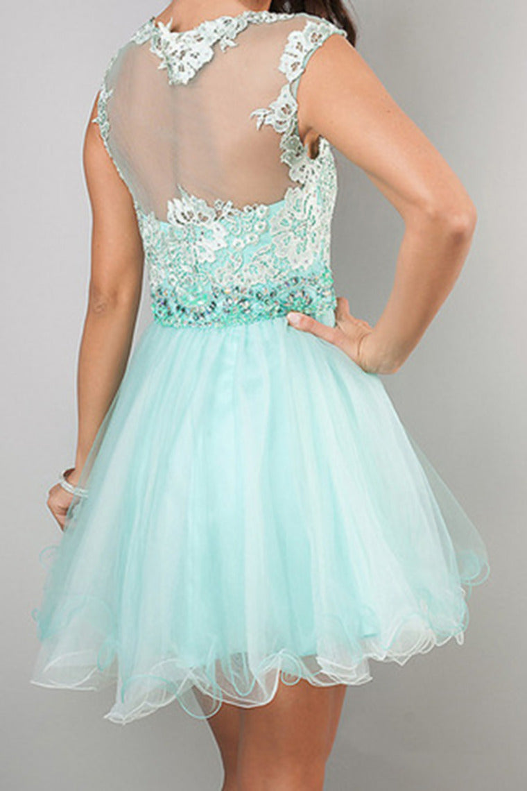 2024 Homecoming Dresses A Line Scoop Short/Mini Tulle&Lace