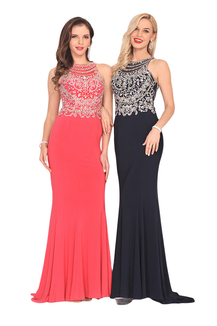 2024 Spandex Scoop With Beading Prom Dresses Mermaid Sweep Train