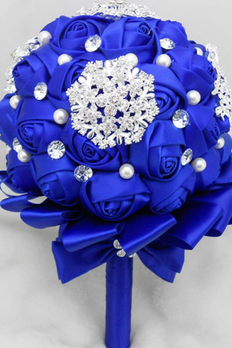 Wedding Bouquet Ribbon Roses With Rhinestone Brooch (32*22cm)