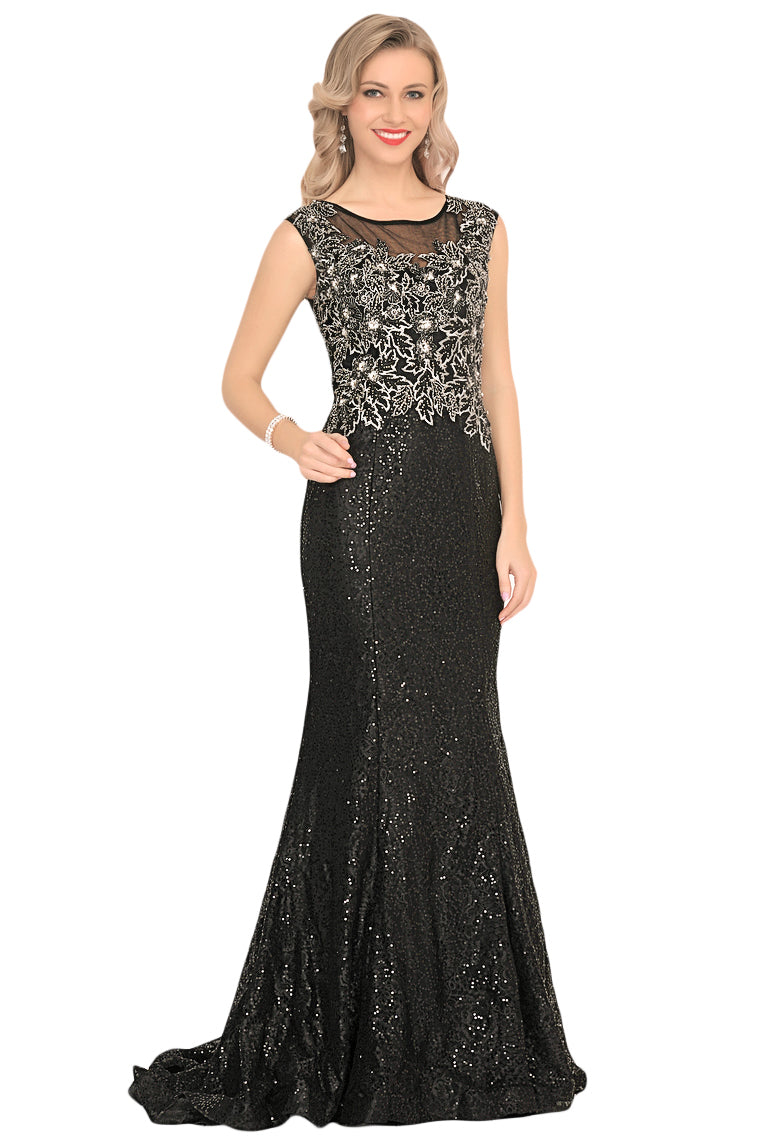 2024 Scoop Prom Dresses Mermaid Sequins With Beading Sweep Train