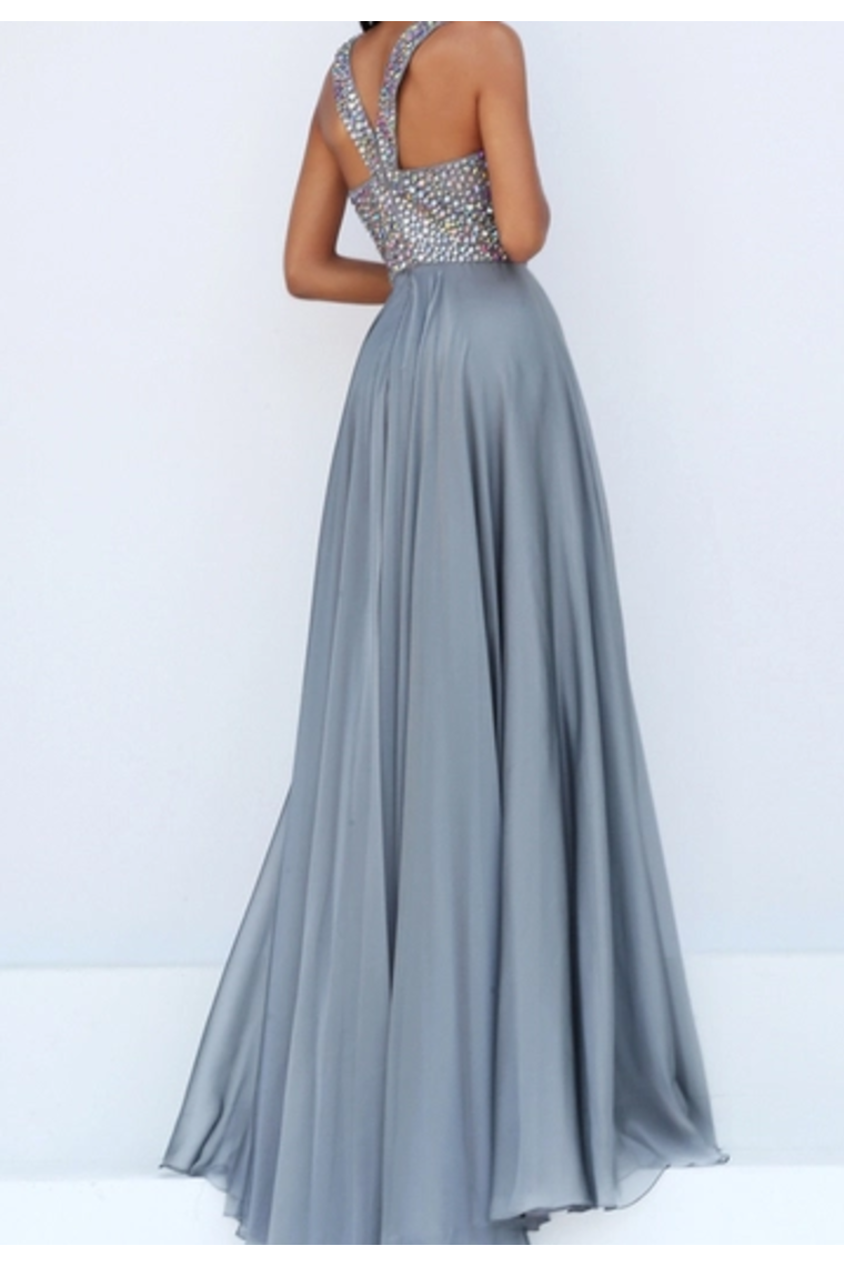 2024 Scoop Prom Dresses Chiffon With Beading A Line Sweep Train