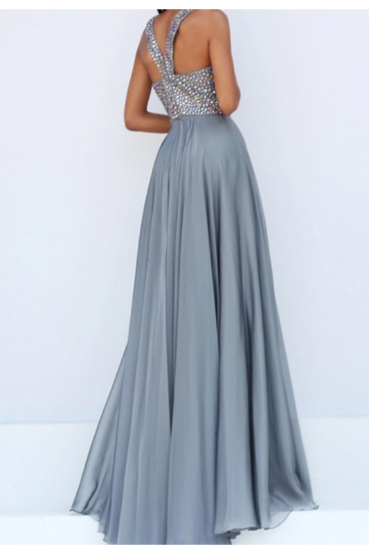 2024 Scoop Prom Dresses Chiffon With Beading A Line Sweep Train