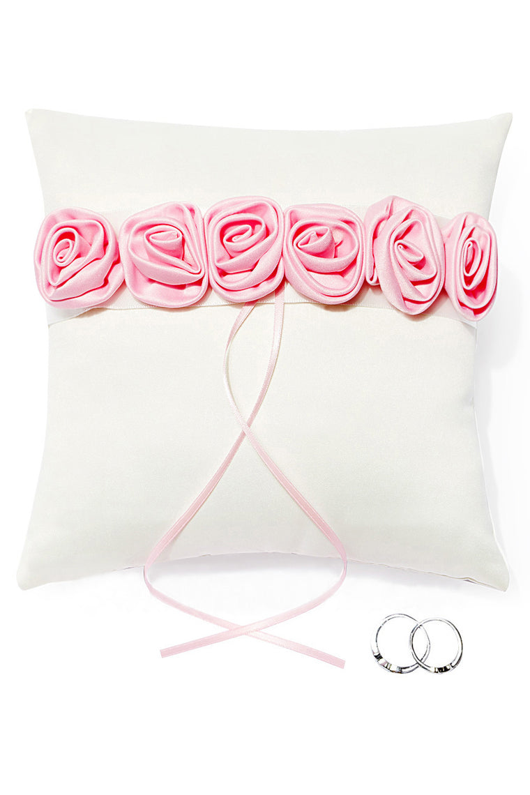 Lovely Rose Ring Pillow In Satin