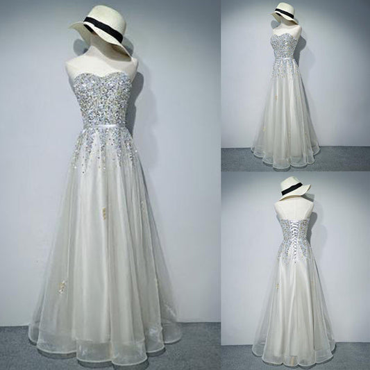 Elegant Sweetheart Strapless Party Dresses With Beading Prom Dresses