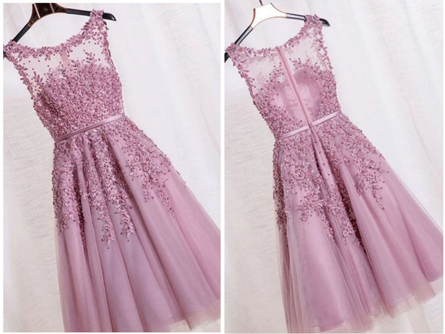 Elegant Appliques Tulle Short Homecoming Dresses