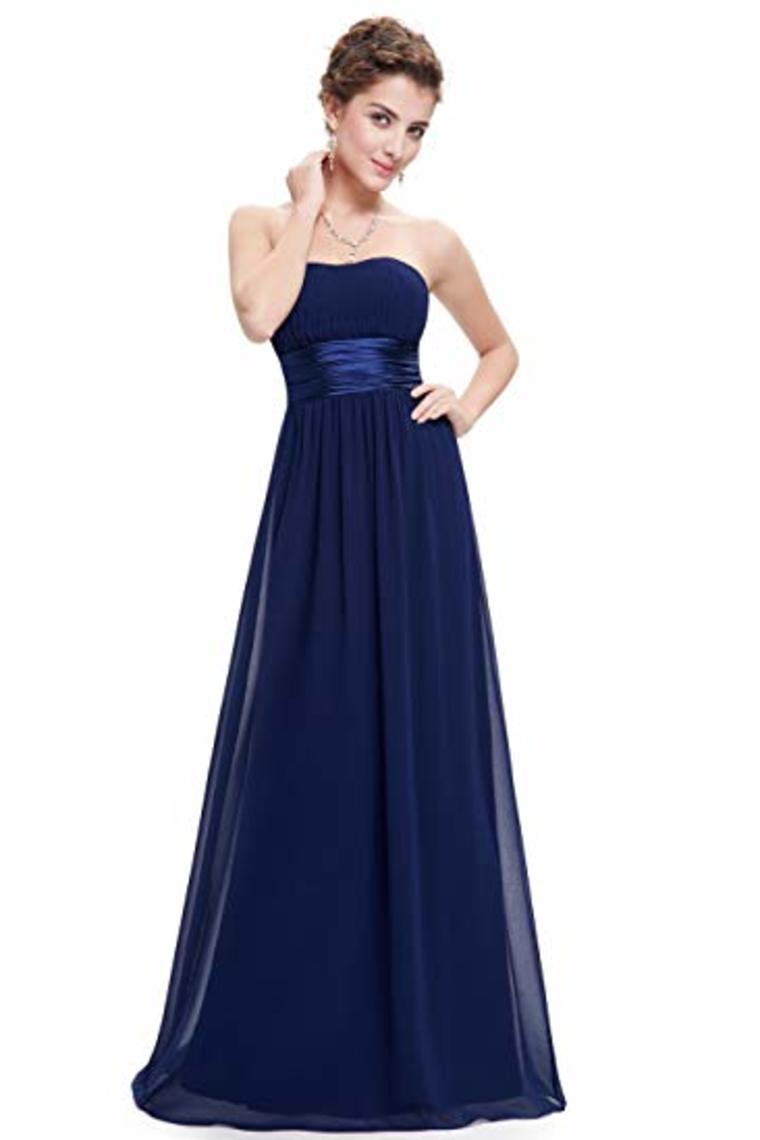 Chiffon Sweetheart Neck A Line Sleeveless Wedding Bridesmaid Long Evening  Festive Party Dress