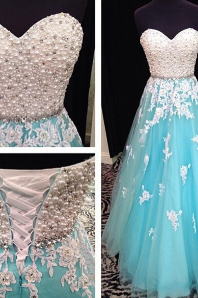 2024 Sweetheart Prom Dresses A-Line Floor-Length Tulle Lace Up