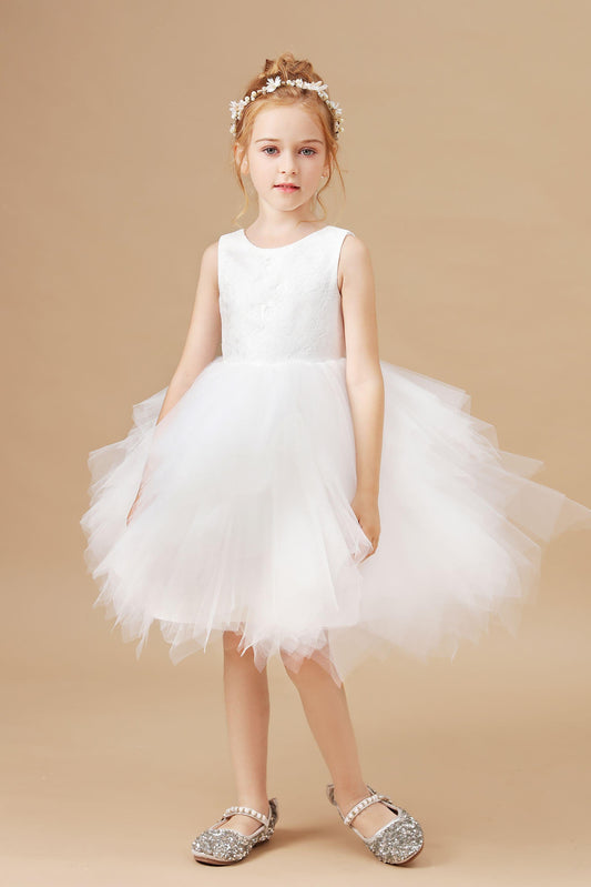 Chic Sleeveless Lace Tulle Flower Girl Dresses