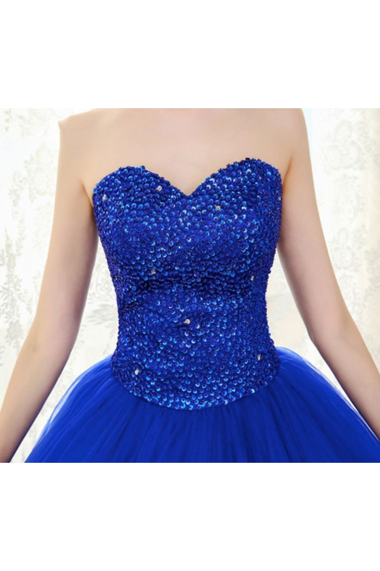 Sweetheart Quinceanera Dresses Floor-Length Tulle Ball Gown Lace Up Sequins