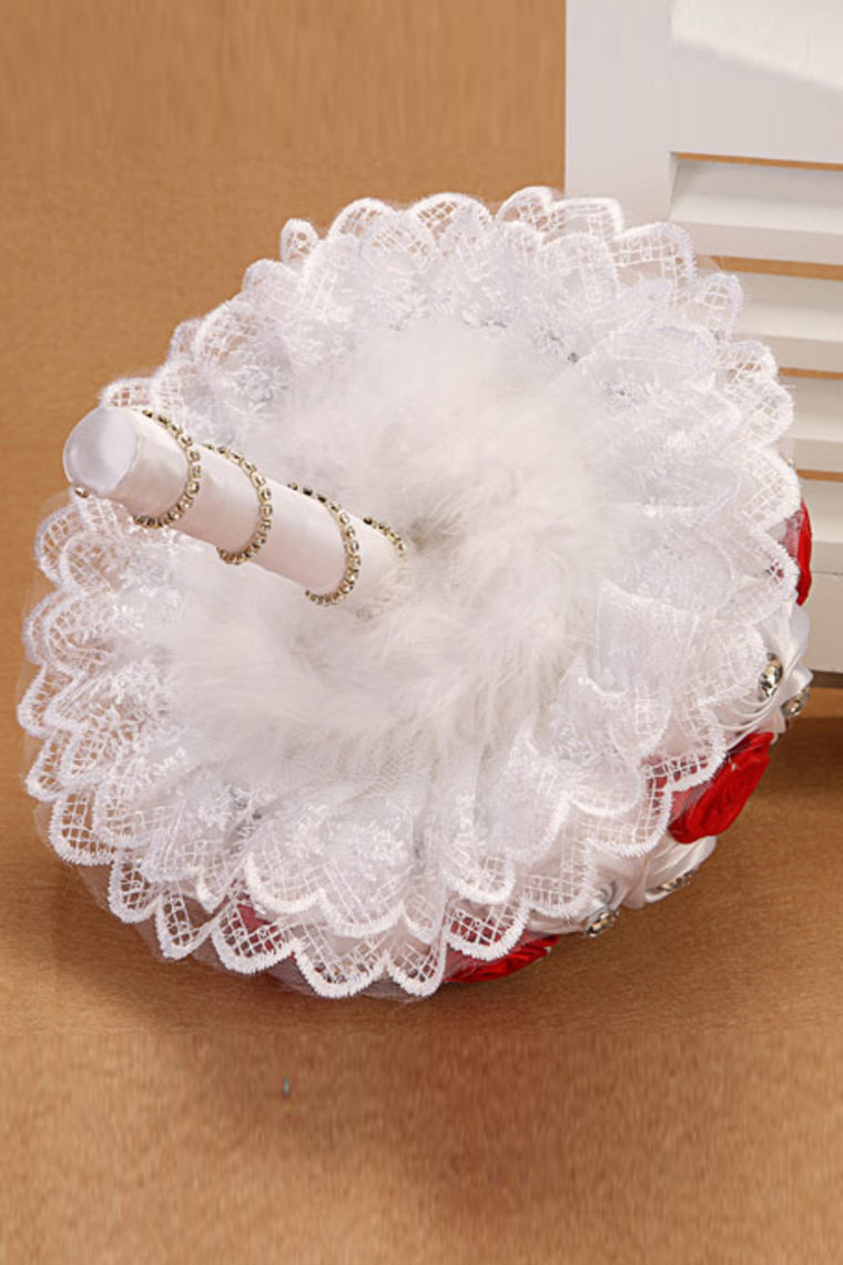 Round Roses Pearl Crystal Roses Wedding Bouquet (26*22cm)