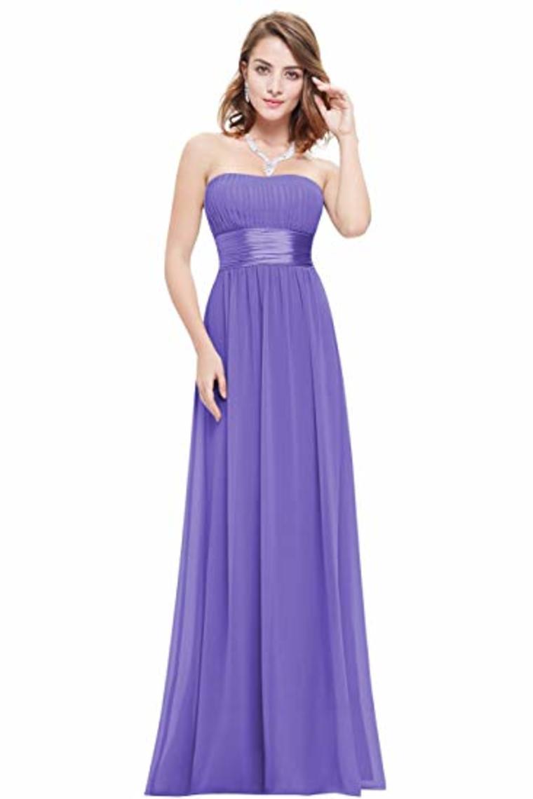 Chiffon Sweetheart Neck A Line Sleeveless Wedding Bridesmaid Long Evening  Festive Party Dress