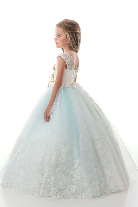 2024 Tulle Scoop With Applique And Sash Ball Gown Flower Girl Dresses