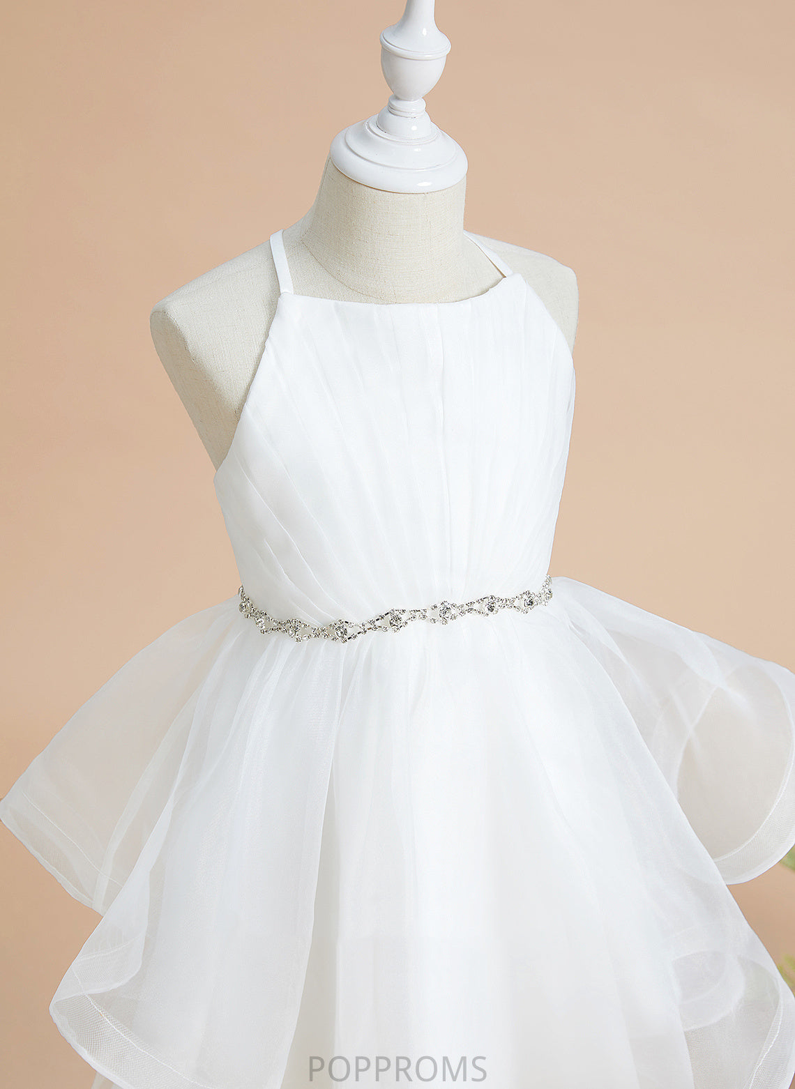 Sleeveless Beading Dress Flower Girl Dresses Tulle Knee-length Neckline A-Line Amiah Flower Girl - Square With