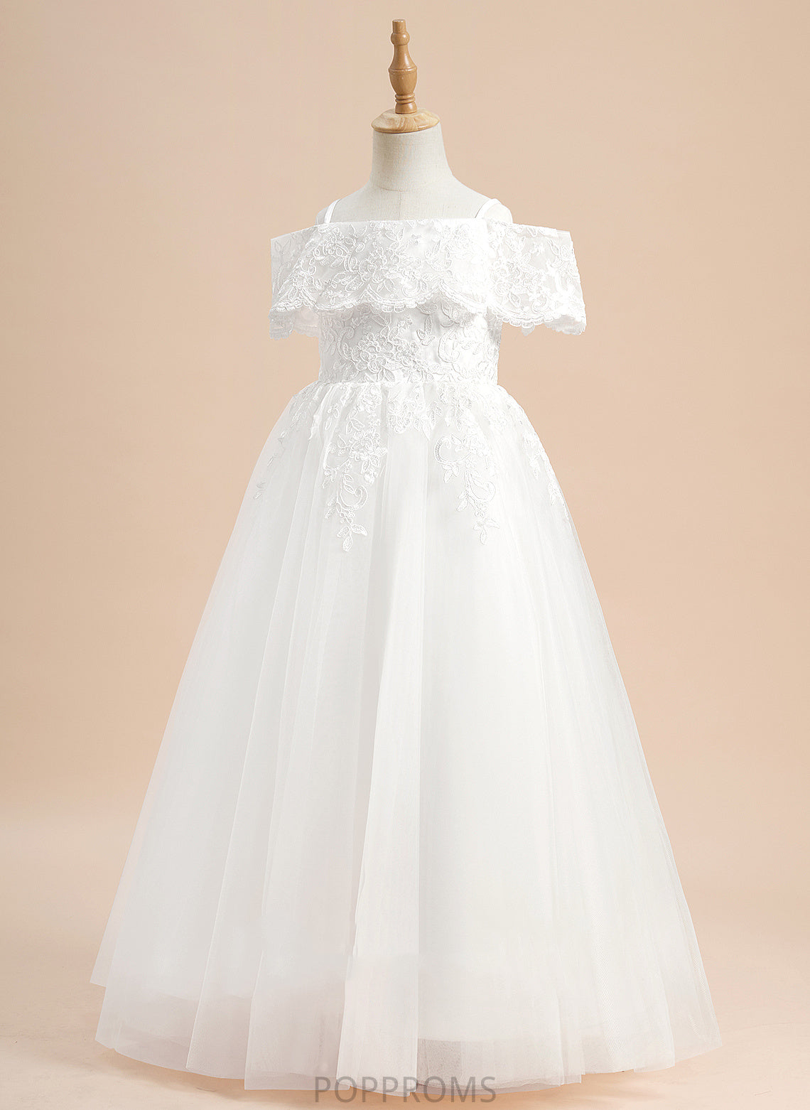 Short Girl Flower Tulle Sleeves - With Mia Lace Off-the-Shoulder Floor-length Flower Girl Dresses Ball-Gown/Princess Dress