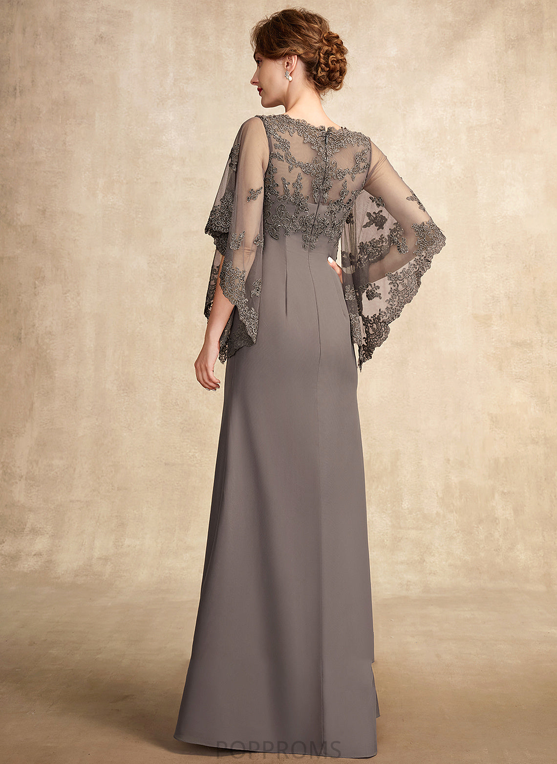 Dress Bride Floor-Length of Neck Mother the Sheath/Column Rhianna Chiffon Lace Scoop Mother of the Bride Dresses