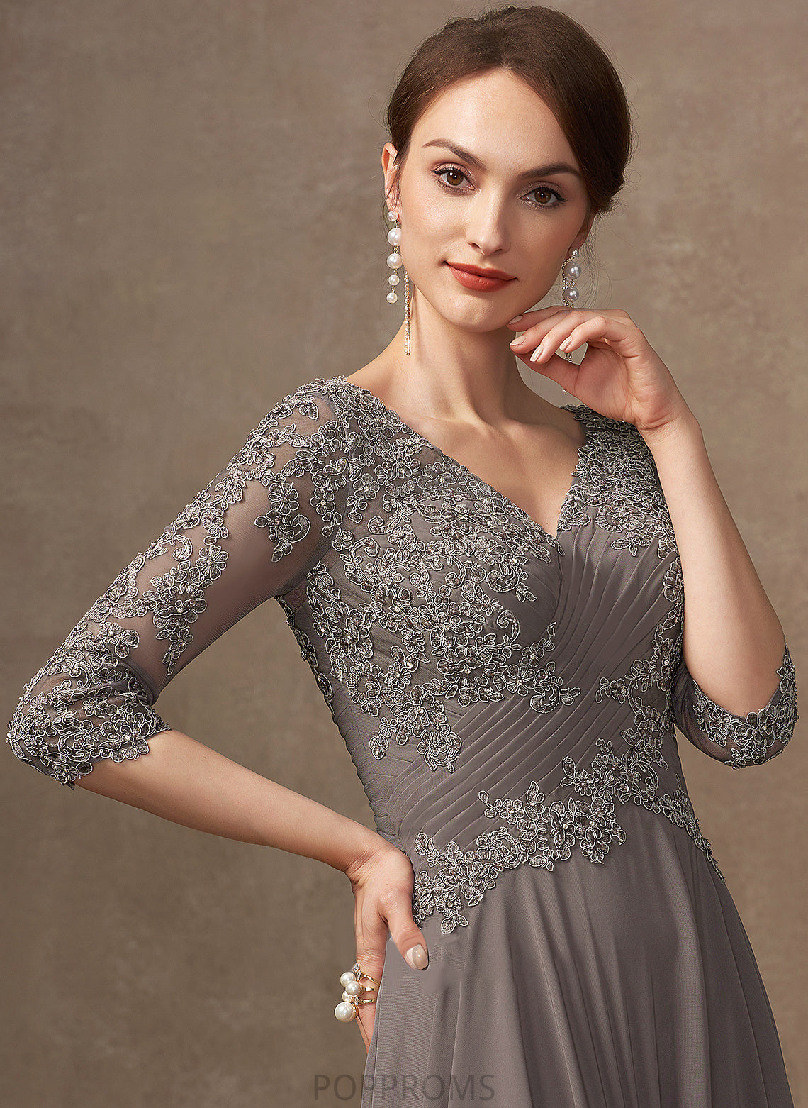 Beading Bride V-neck the of A-Line Lace Mother Dress Nyasia Floor-Length Chiffon Sequins Mother of the Bride Dresses With