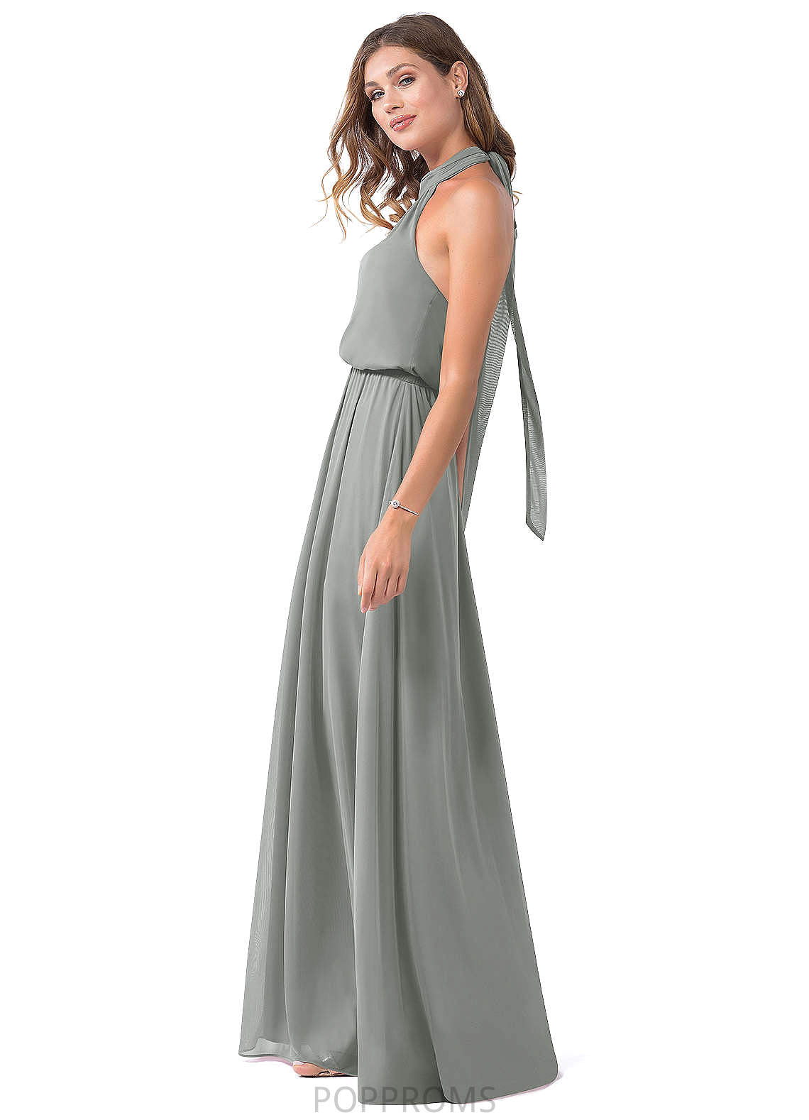 Ximena A-Line/Princess Spaghetti Staps Sleeveless Empire Waist Floor Length Bridesmaid Dresses