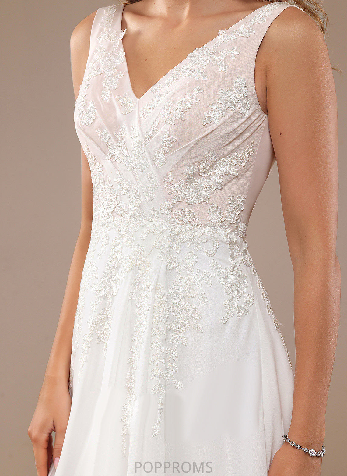 Train A-Line With Lace Sweep Split Dress Lace Wedding Chiffon Wedding Dresses Front Kaydence V-neck Sequins