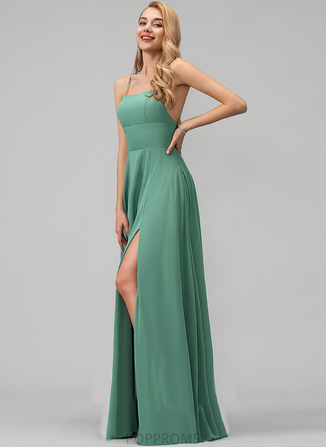 Square Prom Dresses A-Line Sofia Floor-Length Chiffon