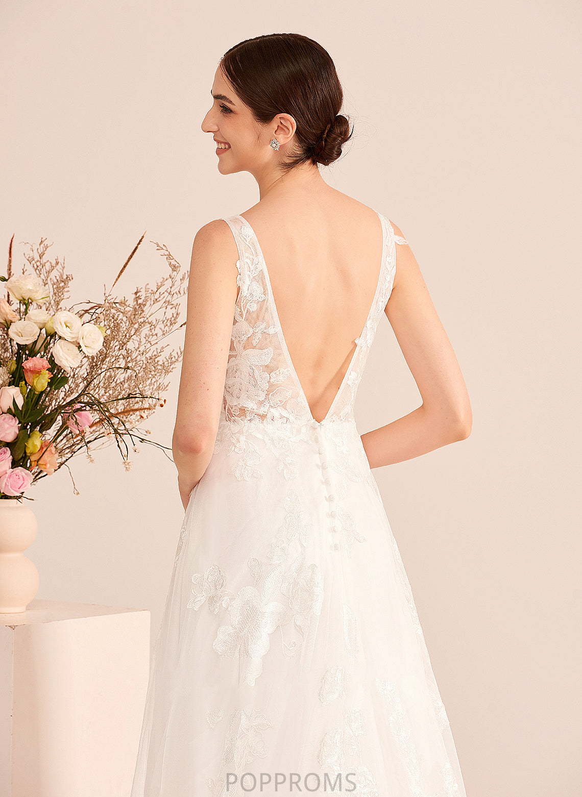 Wedding A-Line Lace V-neck With Wedding Dresses Court Katrina Dress Train