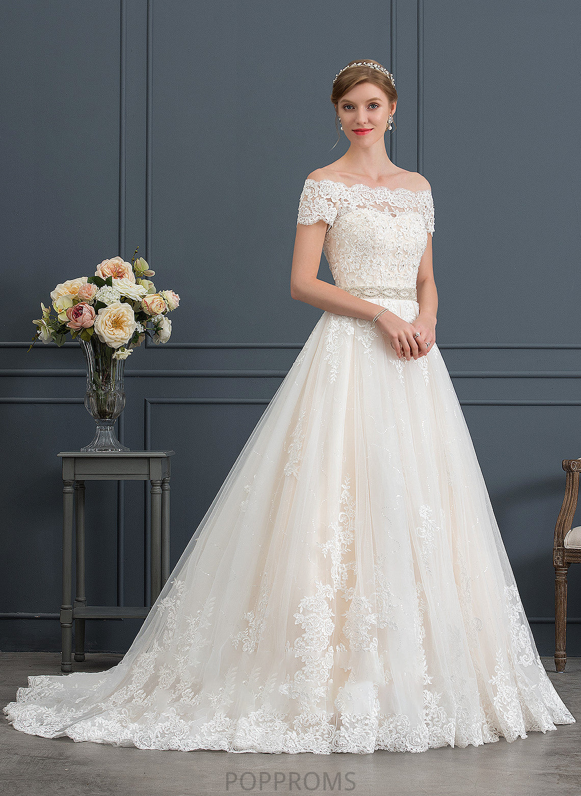 Wedding Felicity Wedding Dresses Train Court Sequins Dress Ball-Gown/Princess Tulle With Beading