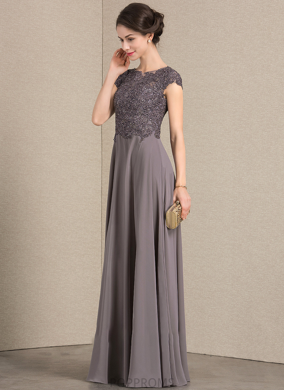 Chiffon Mother Floor-Length of Mother of the Bride Dresses Scoop Neck Beading With A-Line Nathalia Bride the Lace Dress