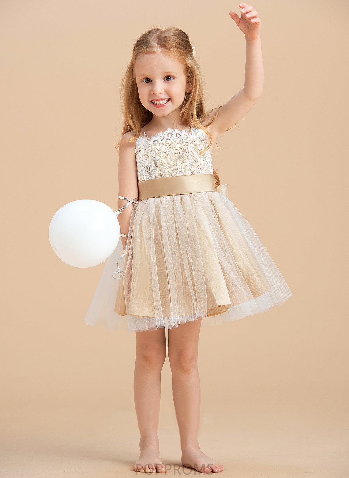 Tulle/Lace Sleeveless sash) With Knee-length Diamond A-Line/Princess Flower Girl Dresses Sash/Bow(s) Straps Girl (Undetachable Dress - Flower