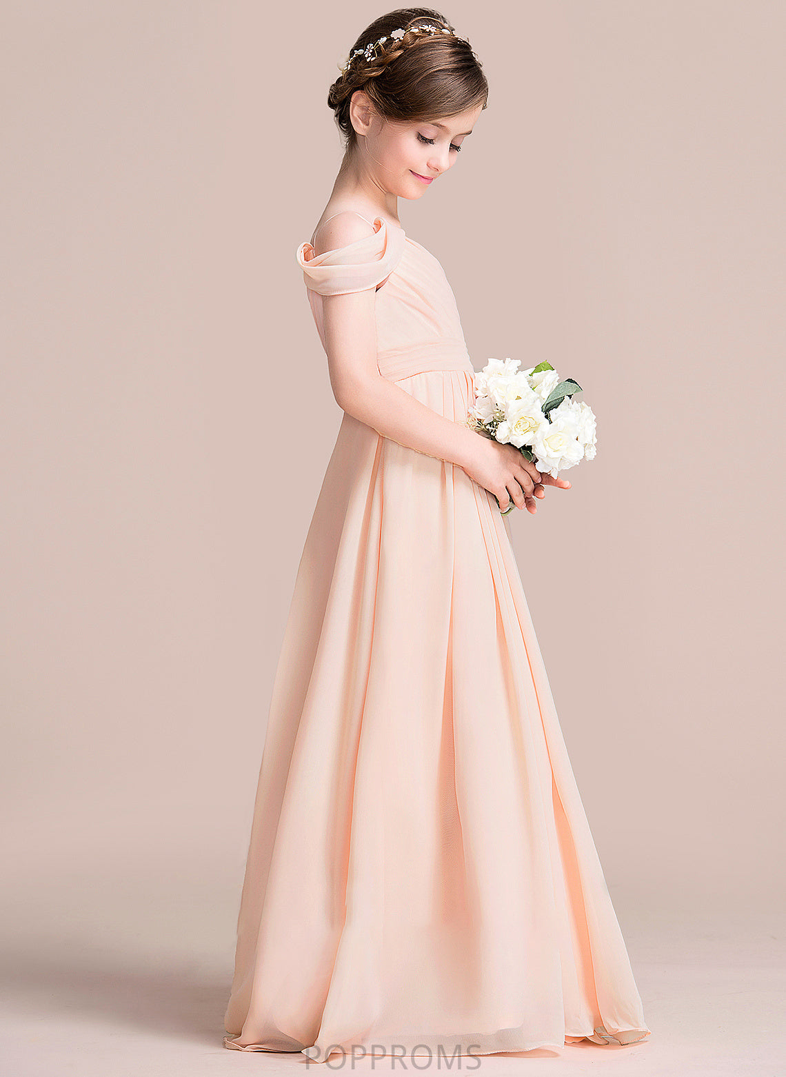 With A-Line Chiffon Junior Bridesmaid Dresses Floor-Length One-Shoulder Ruffle Addyson