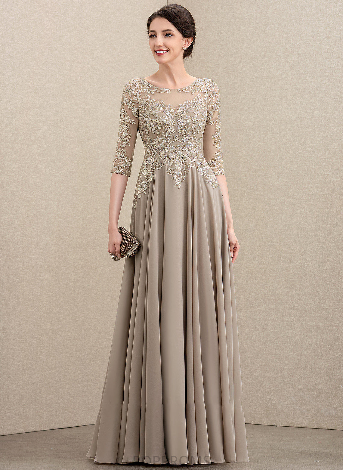 Neck Mckayla A-Line Bride With Floor-Length Mother Sequins Scoop Mother of the Bride Dresses the Lace of Dress Chiffon